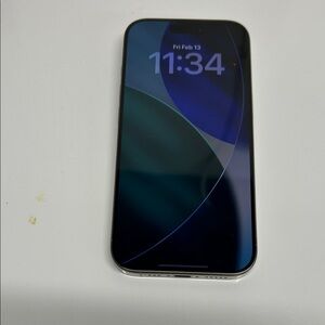 Apple Silver iPhone 16 pro with Black and Blue Display